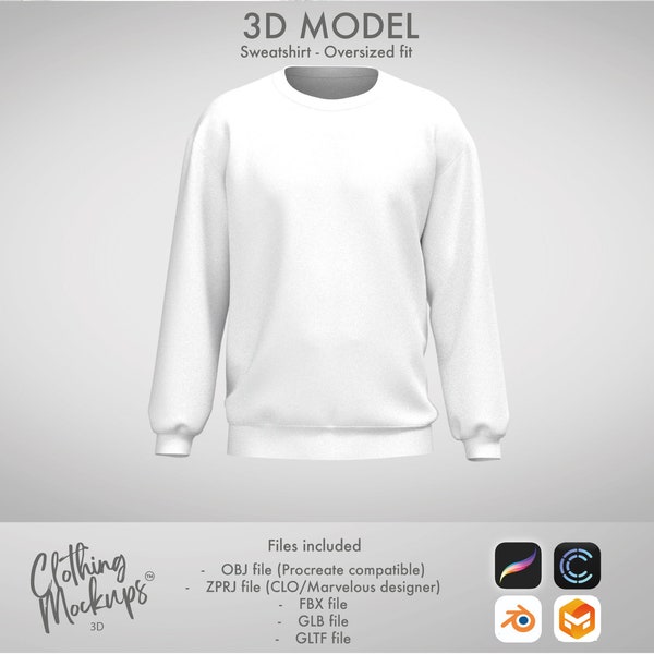 Procreate 3D object model, 3D sweatshirt model