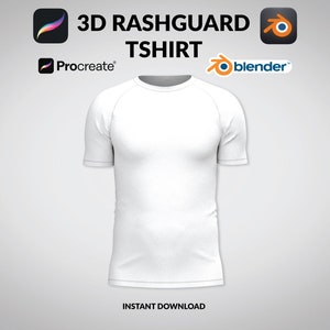 Maqueta 3D de camiseta Rashguard: Mangas raglán - Procreate y Blender