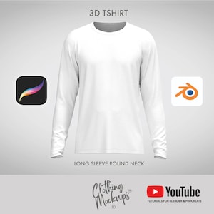 3D Long Sleeve T-shirt - PROCREATE OBJ