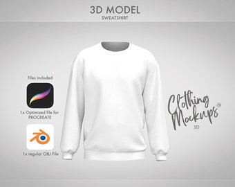 3D Sweatshirt Procreate Blender Photoshop Youtube tutorial mockup beginner friendly realistic sweater add your own design