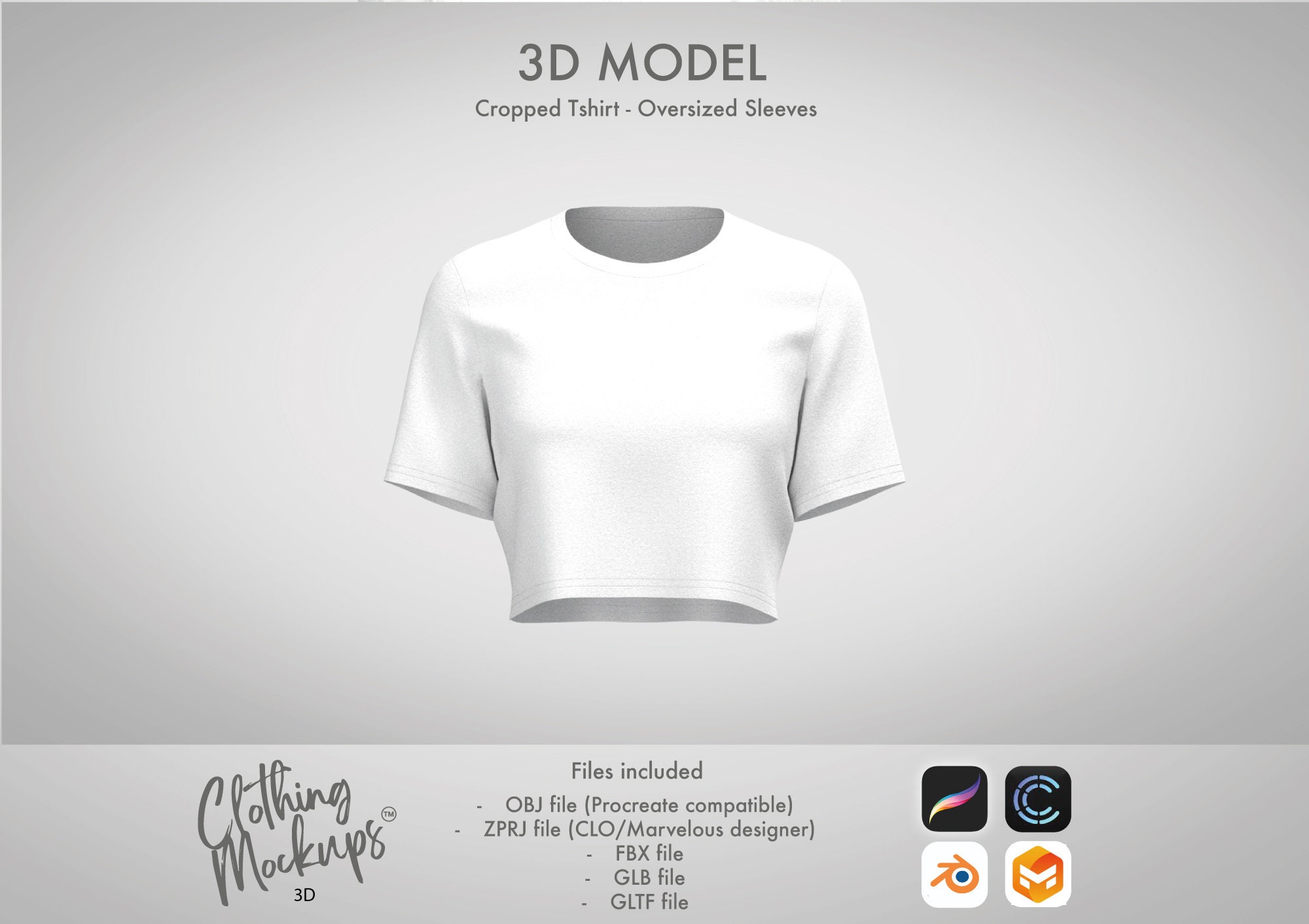 3D Model Cropped T-shirt - Etsy