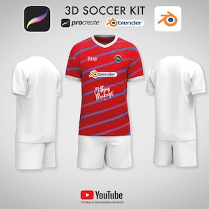 3D Soccer kit jersey & shorts Procreate Blender 3D football kit shorts and t-shirt