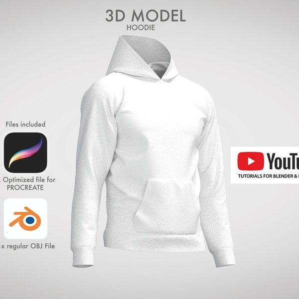 3D Hoodie mockup design Blender Procreate beginner friendly tutorial included