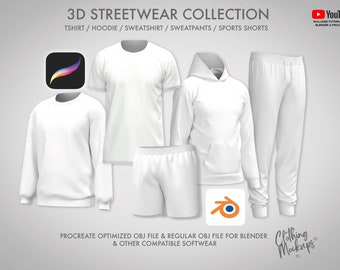 3D STREETWEAR PACK - Procreate, obj & Blender