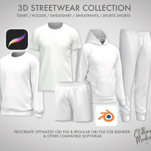 3D STREETWEAR PACK - Procreate, obj & Blender