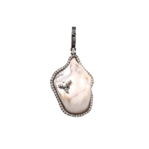 Natural Pearl pendant, Pearl Necklace, Diamond Pendant, Baroque Pearl Necklace, Pearl Jewelry, June Birthstone, Gifts for women