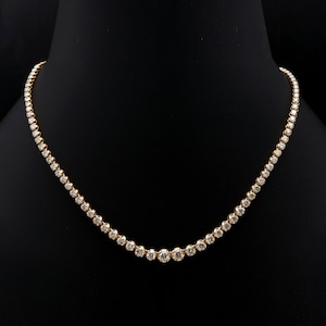 14k Tennis Necklace, Diamond Tennis Necklace, Dainty Choker Necklace, Diamond Chain, Single line chain, Bridesmaid Gift, Wedding Necklace