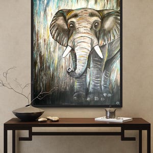 Elephant acrylic painting &quot;Elephant&quot;, 80 x 100 cm, abstract original painting, acrylic on canvas