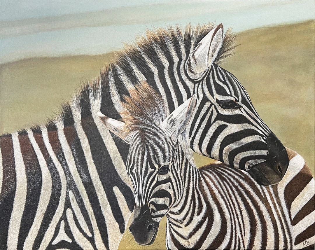 Zebra Family Acrylic Painting safe and Secure, 100 X 80 Cm ...