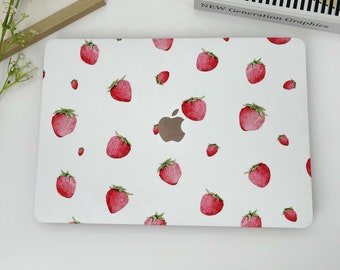 Strawberries Background MacBook Case Macbook Cover for Pro 16 15 14 13,2023 2022 2021 2020,Air 15 13 11 Macbook Case,M1 M2 Laptop Case Skin