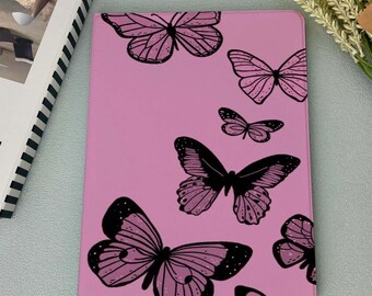 Pink Butterfly iPad Case Cover For iPad 12.9'' 11'' 10.9" 10.5'' 10.2" 9.7",iPad Air 2 3 5, iPad Pro 2022 2021 2020 2018,iPad Mini 6 Case