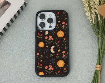 Étui pour iPhone fleurs soleil lune 15 14 13 12 11 étui Pro Max pour iPhone 15 14 13 12 11 Pro 15 14 Plus étui 13 12 Mini étui XR X XS Max 8 7