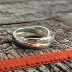Interlocked Silver Ring, Sterling Silver Ring, 925 Silver Ring, Unique Silver Ring, 3MM Band, Gift For Her, Gift For Mom, Women&#39;s Jewelry