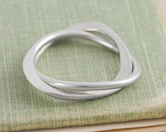 Sterling Silver 925 Ring, Interlocked Silver Ring, Unique Designed Ring, Promise Ring, Handmade Silver Ring, Anxiety Ring, Relaxing Ring