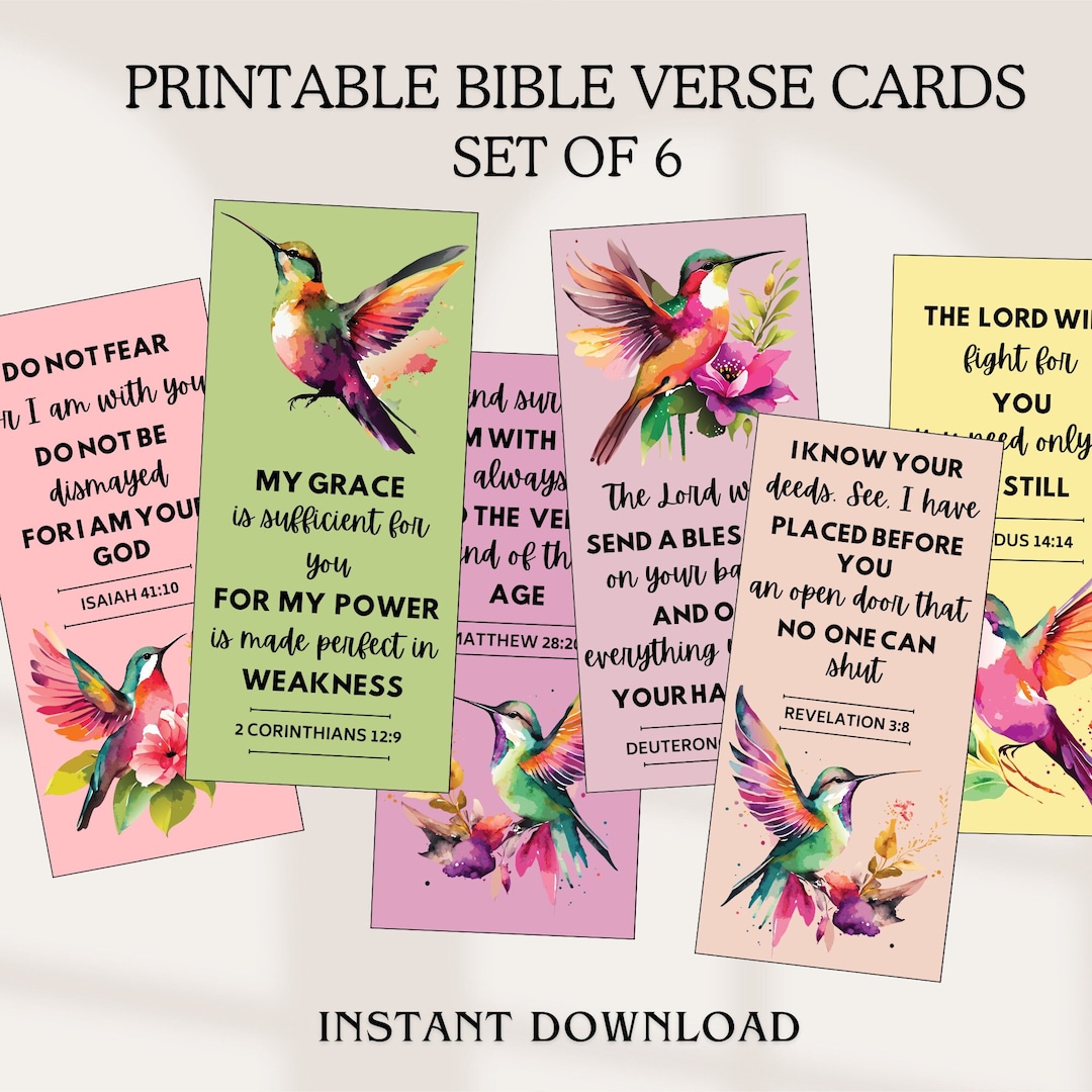 Printable Bible Verse Card Promise Verse Card SET of 6 - Etsy
