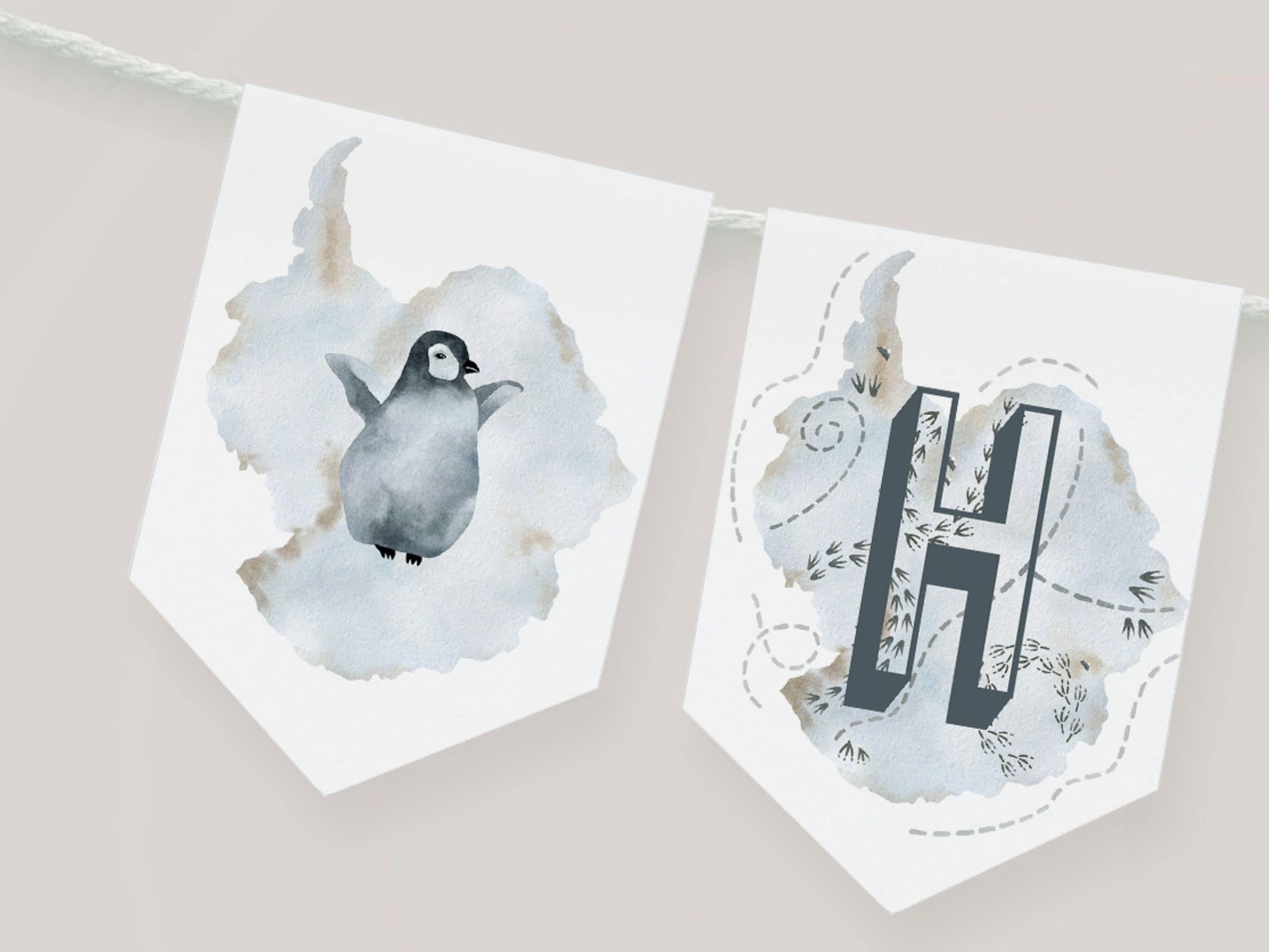 Penguin Birthday Banner, Penguin Party Decor, Happy Birthday Banner ...