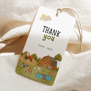 Farm Favor Tags, Elegant Farm Party, Animal Farm Gift Tags, Barn Animals, Farm Theme Birthday, 2x3.5&quot;, Editable, Printable, Instant Download