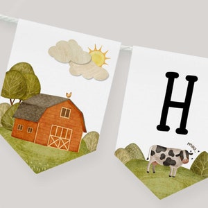 Geburtstagsbanner auf dem Bauernhof, eleganter Bauernhof, alles Gute zum Geburtstag, Barnyard, Tiere auf dem Bauernhof, Traktor, Bauernhofgirlande, 150x200, bedruckbar, Instant Download