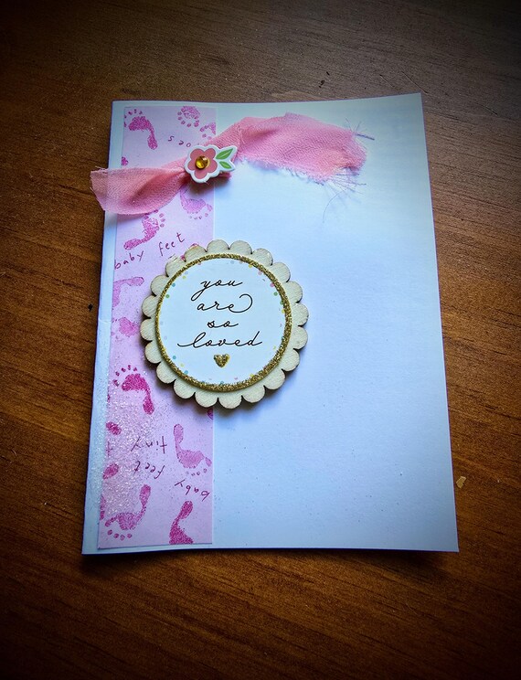 Handmade Baby Shower Card: Ribbon & Embellishments