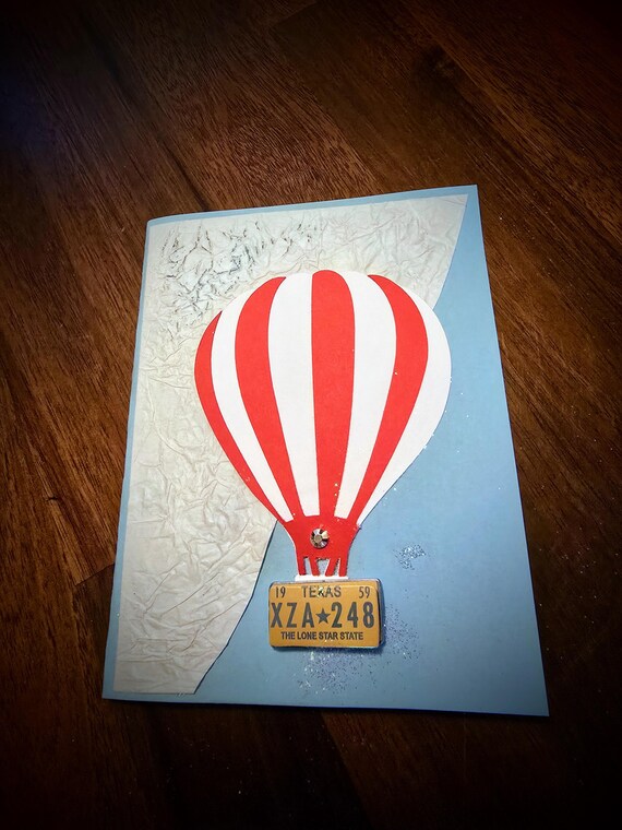 All Occasion Card.  Hand-cut, hand-made card with Texas state license plate.  A2 Size.