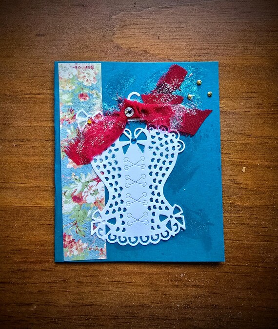Handmade All Occasion Card: Rhinestones, Ribbon & Glitter