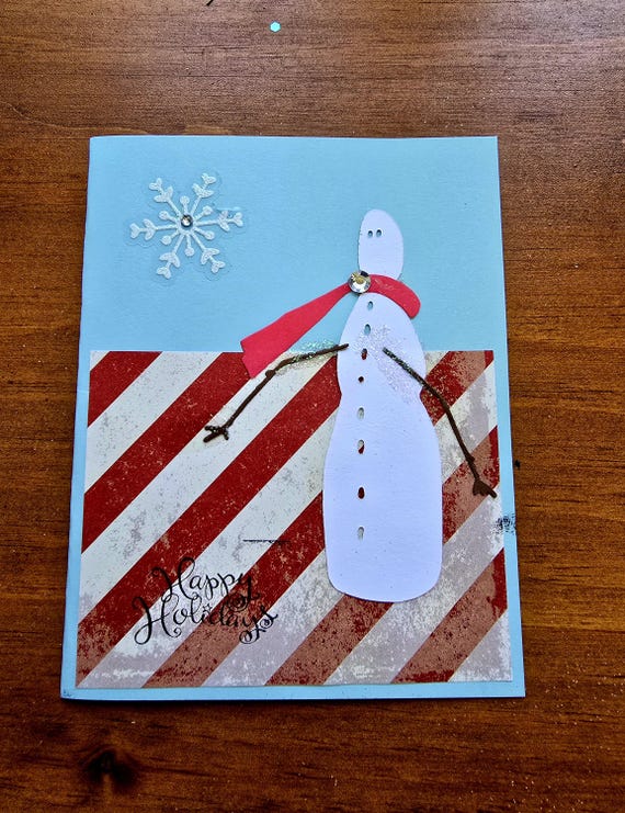 Handmade Christmas Card. Snowman Card.