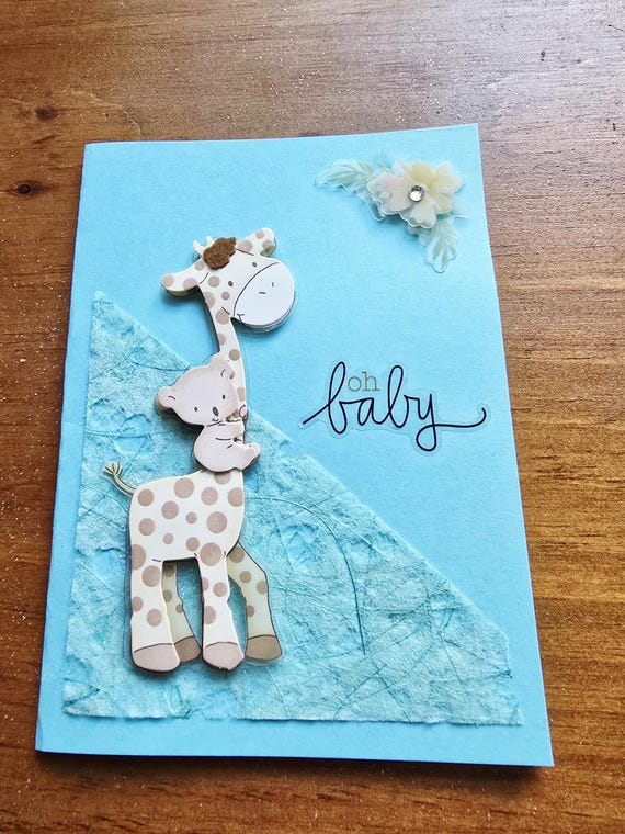 Handmade Baby Shower Card: Giraffe Embellishment