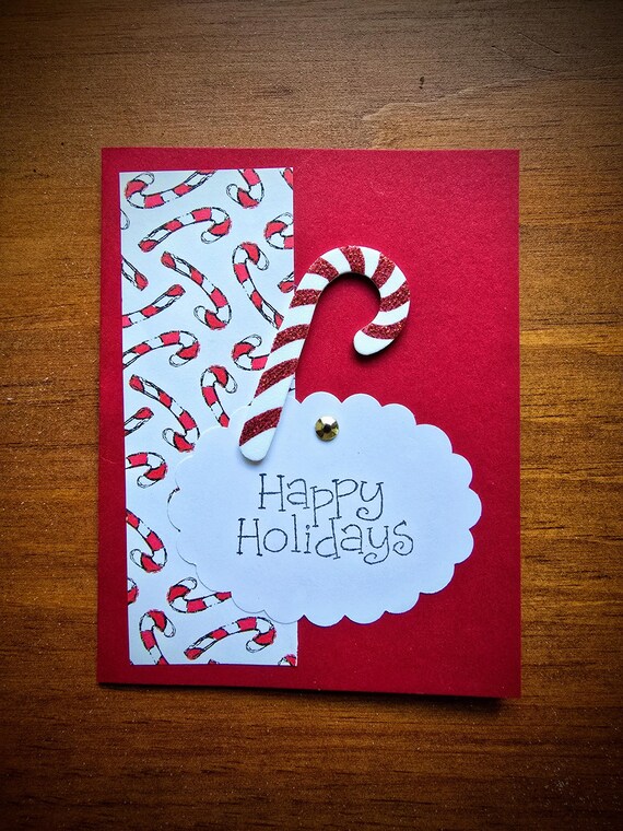 Handmade Christmas or Holiday Card with Peppermint Stick