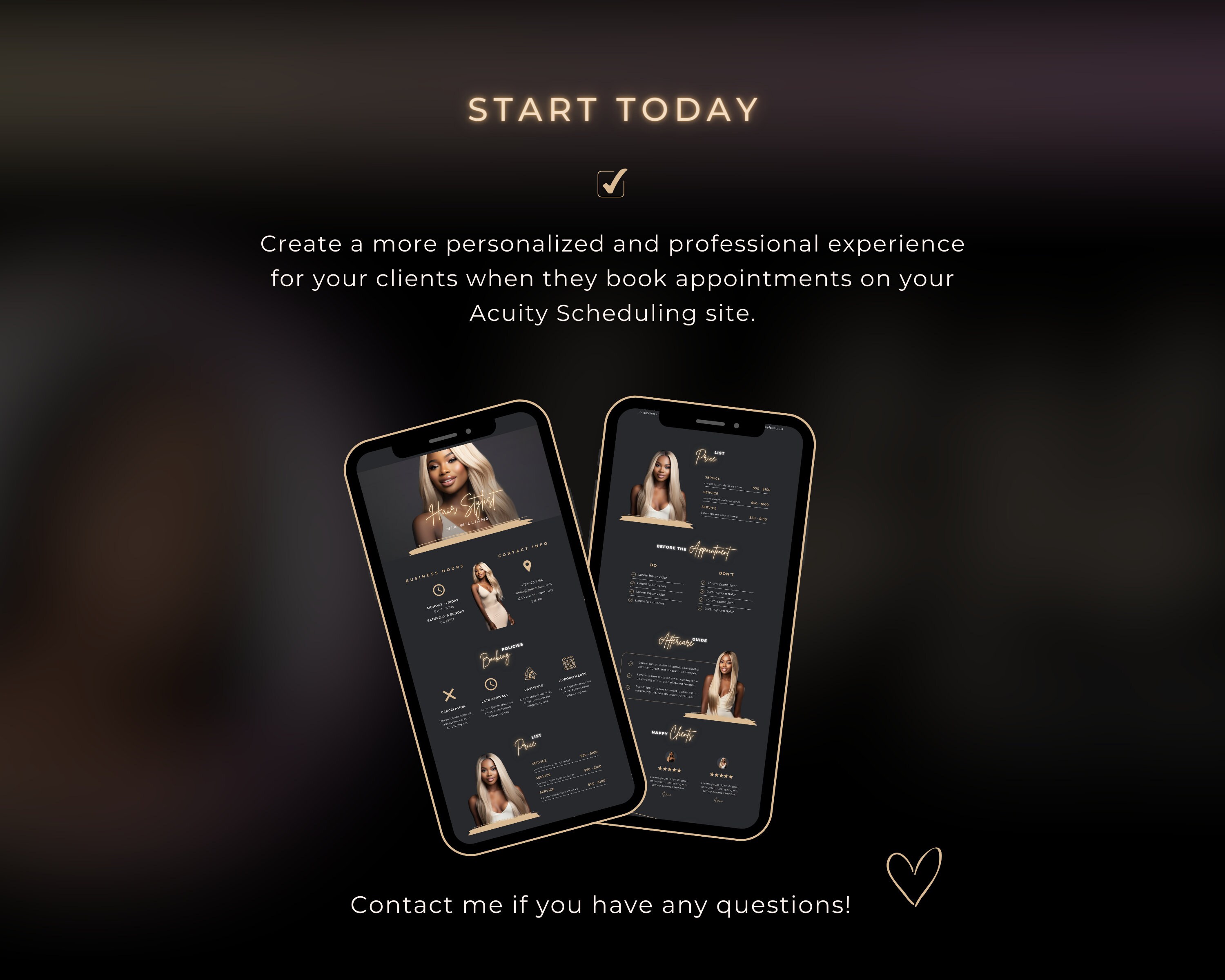 Acuity Scheduling Template, Hair Stylist Booking Site Canva Template