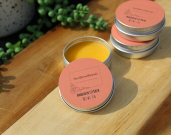 15g All-Natural Mandarin Lip Balm, Coconut Oil and Shea Butter, Super Moisturizing