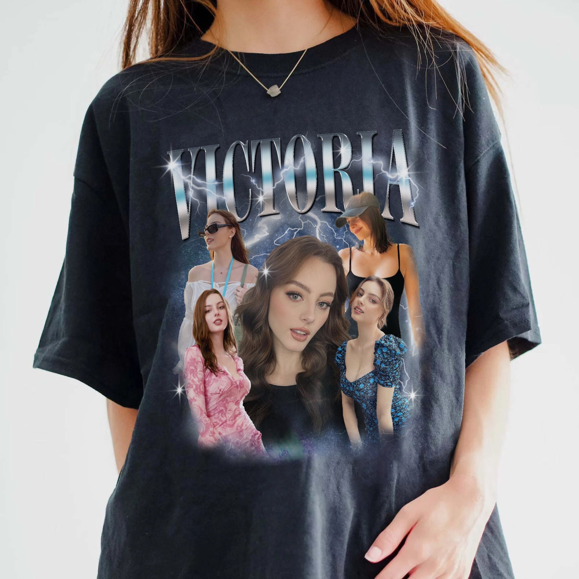 Camiseta Personalizada Fotos y Nombre Vintage, Camiseta Personalizada para Novio y Novia, Diseño Personalizable