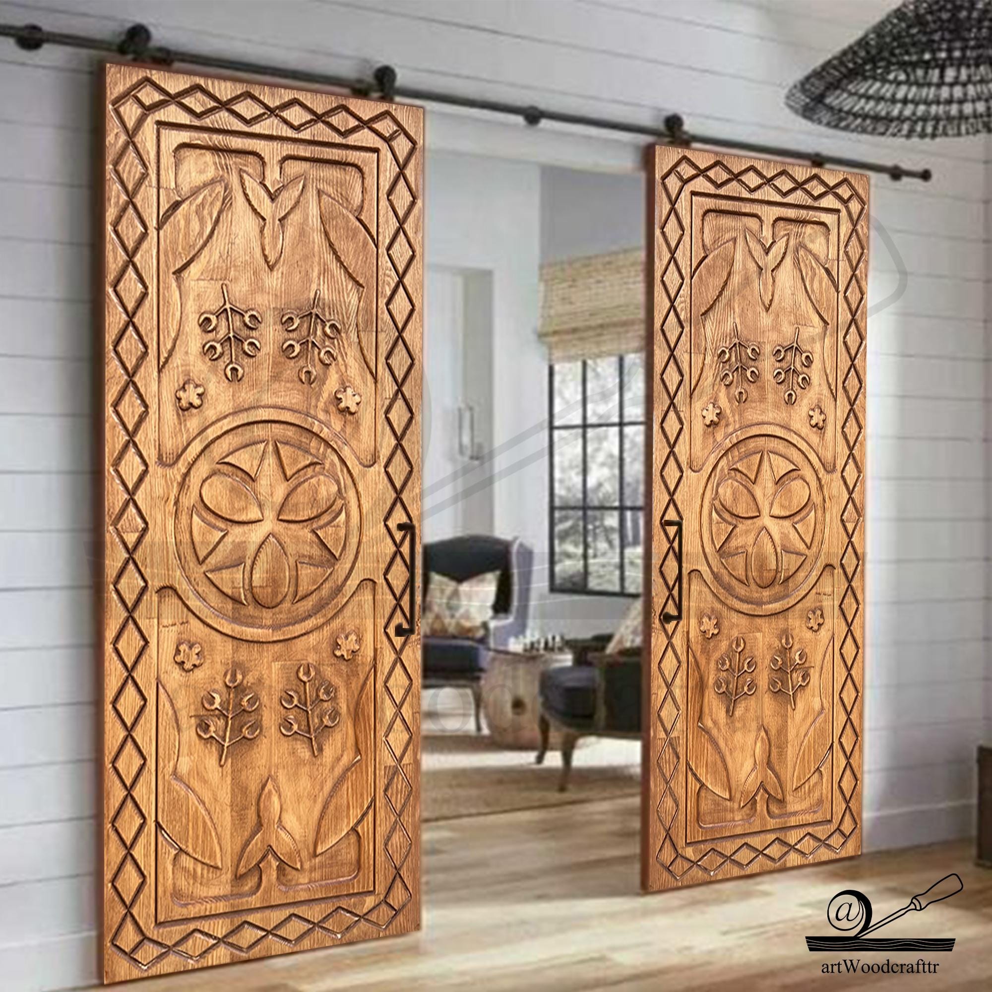 Hand Carved Wood Door: Japanese Clan Symbol Wall Art - Etsy