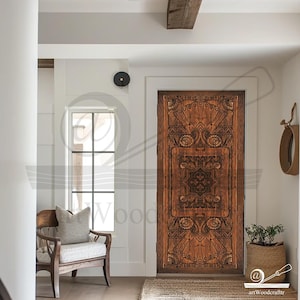 Handcrafted Carved Wood Door: Gothic Wall Panel, Custom Size