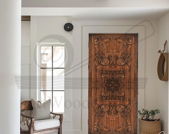 Handcrafted Carved Wood Door: Gothic Wall Panel, Custom Size