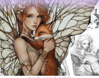 140 Printable Fairy Coloring Pages for Adults Printable Book Fantasy, Grayscale and Line Coloring | Instant download pdf & jpgs
