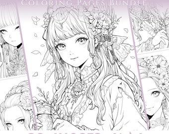 30+ Anime Coloring Manga Mix Volume I | Coloring Pages for Adults Printable Book Art, Coloring Anime | Instant download jpgs