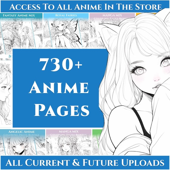 730+ Anime Coloring Pages MEGA BUNDLE (Digital Download)