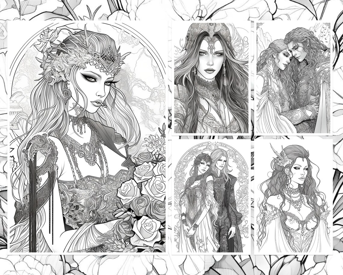 140 Coloring Pages of Vampires for Adults Printable Book Dark Fantasy ...