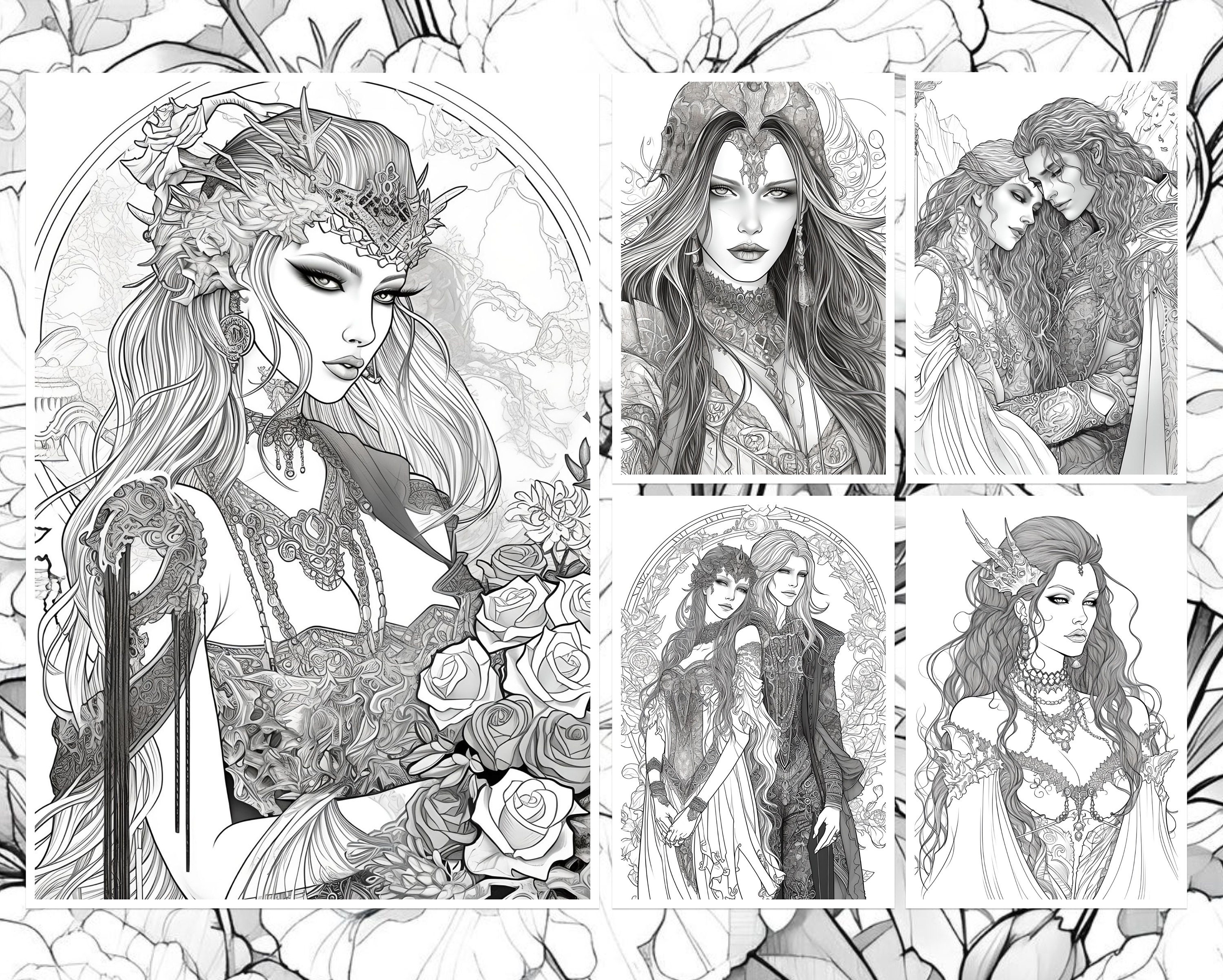 140+ Coloring Pages of Vampires for Adults Printable Book Dark Fantasy ...