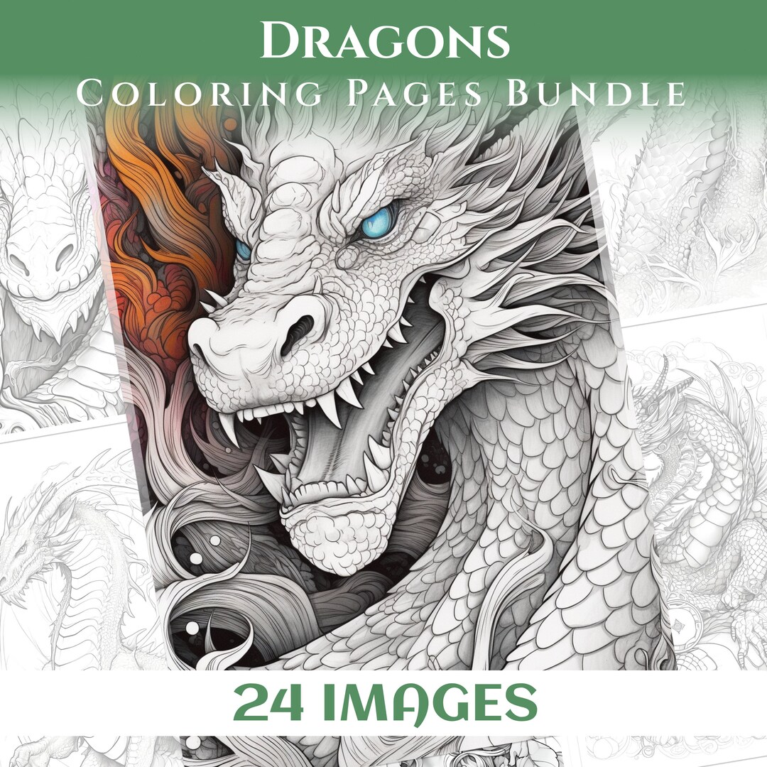 24 Dragons to Color Realistic Coloring Pages for Adults Printable ...