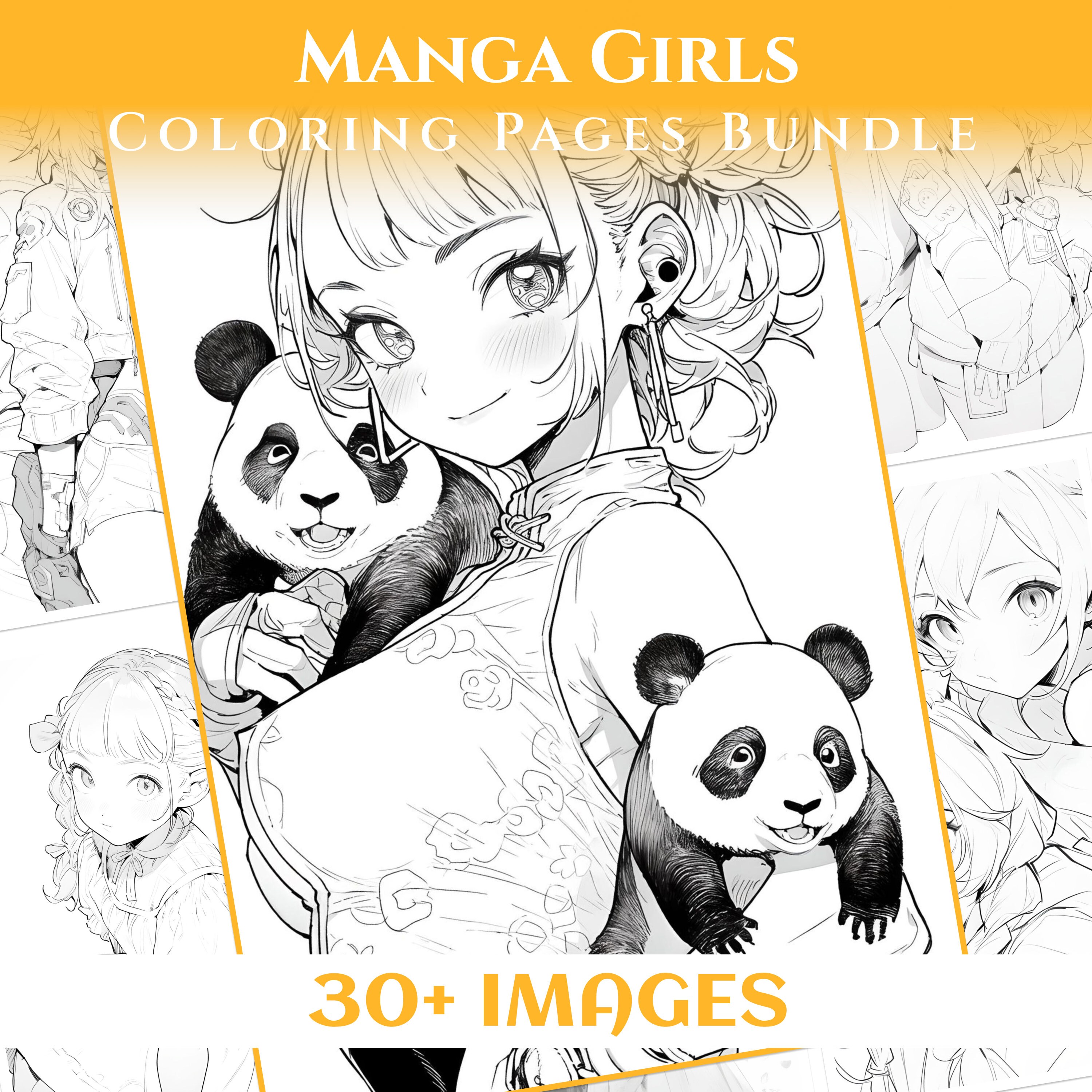 30 Anime Girls Coloring Page for Adults Printable Book Art - Etsy