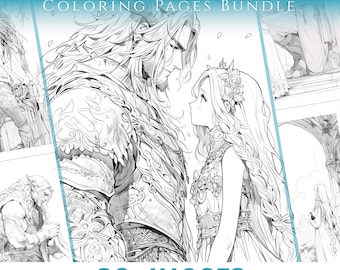 30+ Fantasy Anime Coloring Book Mix Volume I Coloring Page for Adults Printable Book Art, Coloring Anime | Instant download jpgs