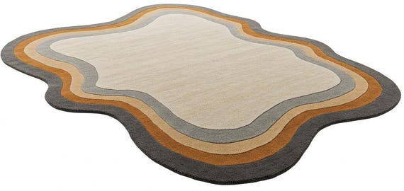 Hand-Tufted New Zealand Wool Rug: Organic Wave Design, Earth Tones