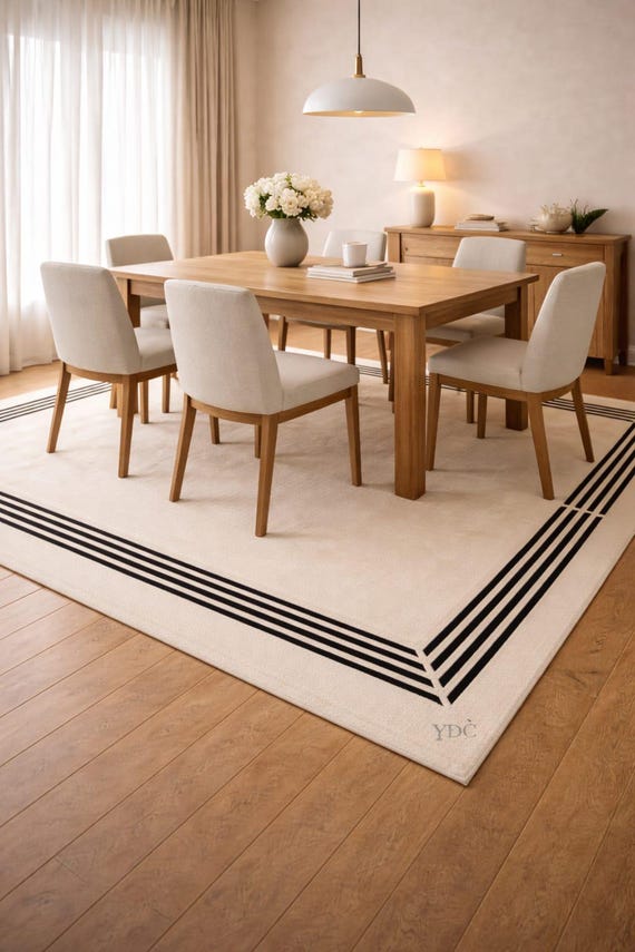 Hand Tufted New Zealand Wool Rug – Modern Border, Minimalist Décor