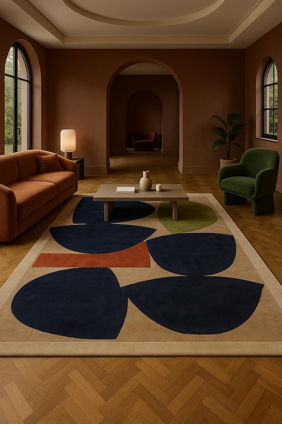 Hand Tufted Wool Rug: Soft Petal Design, 8x10 New Zealand Wool Carpet