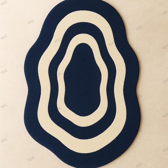 Irregular Abstract Wave Hand Tufted Rug – Wool Modern Area Rug