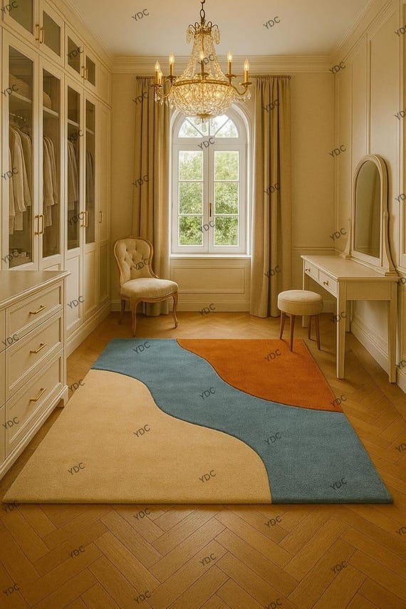 Abstract Wool Rug | Modern Hand Tufted Area Carpet for Bedroom & Living Room Decor