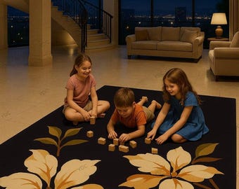 Alfombra floral grande / Alfombra de lana tejida a mano / Elegante alfombra floral para sala de estar