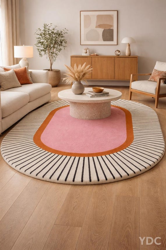 Hand Tufted Modern Oval Area Rug – Contemporary Bedroom & Living Room Décor