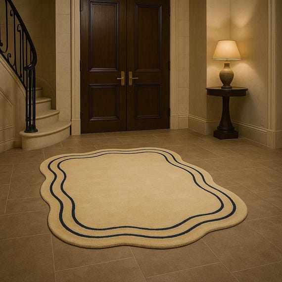 Hand Tufted Irregular Wavy Rug – Modern Abstract Bedroom Rug